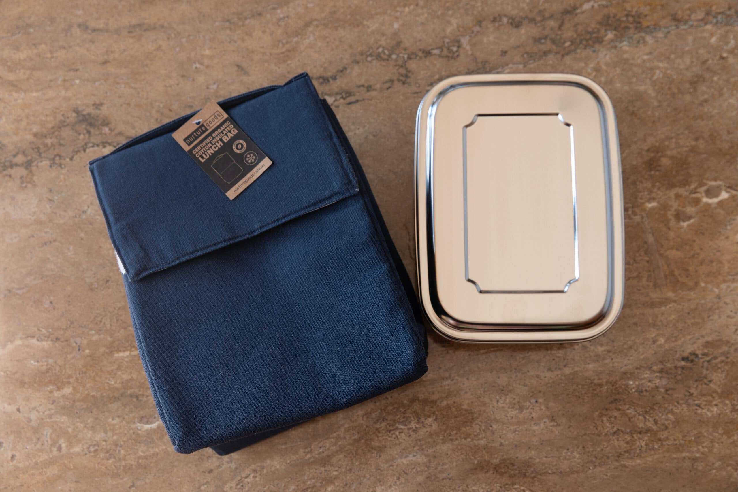 Nurture Goods - Wholesale Lunch Bag/Box - Certified Organic Insulated Lunch Bag - Ocean Blue7