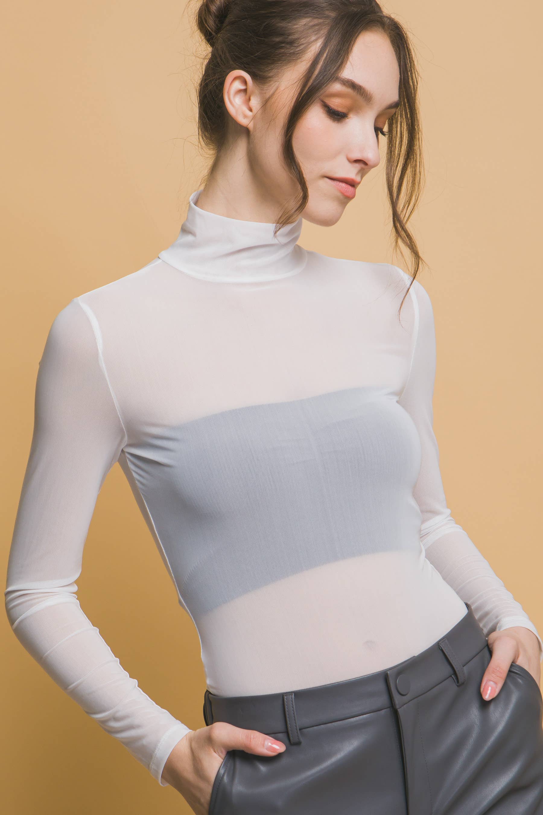 Peace Love Line - Wholesale Bodysuit - Women's - PL3459 - LONG SLEEVE SHEER BODYSUIT12