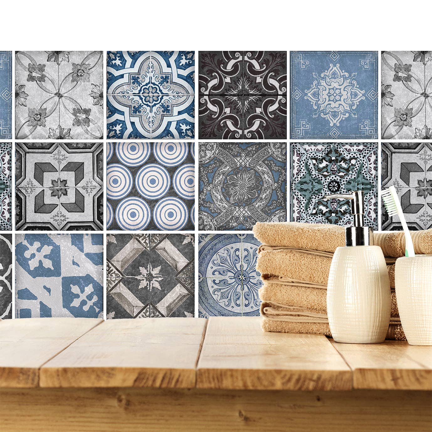 Queence - Vente Présentoir – maison et déco - Carreaux autocollants - Latoya lot de 121