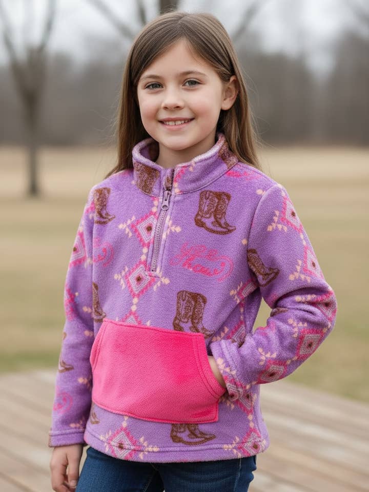 Purple boot & aztec, pullover sweater. TPG51038 JEA for wholesale by Kids Charm Online