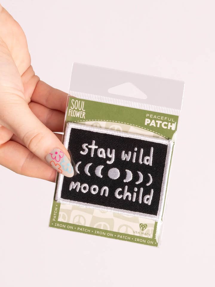 Stay Wild Moon Child Iron-On Patch for wholesale by Soul Flower