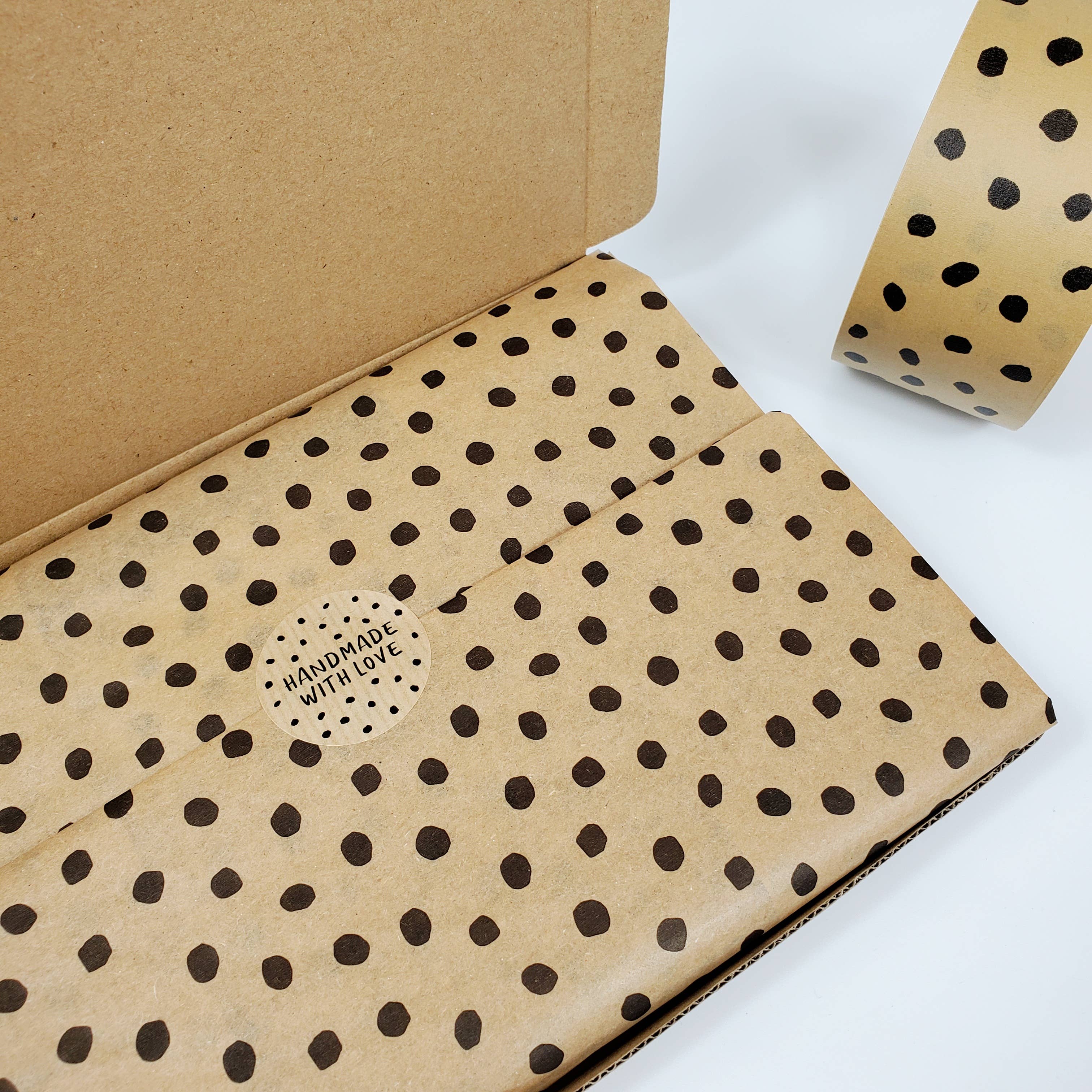 Tissue & Tape - Vente Papiers de soie - Papier de soie Kraft marron à pois2