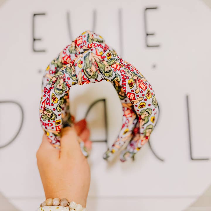 Evie Pearl Handmade LLC - Wholesale Fashion Headband - Women's - Taylor Swift KC Chiefs 87 Travis Kelce Knotted Headband