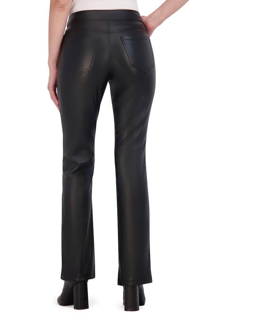 Black Butter Vegan Leather Mini Boot Cut Pant for wholesale on Faire2