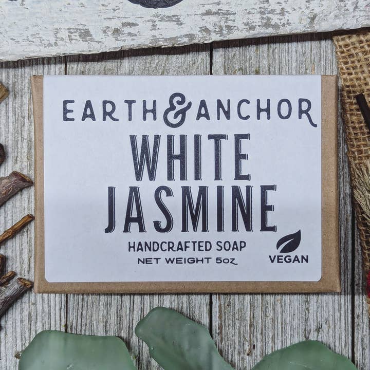 White Jasmine Handcrafted Vegan Soap for wholesale by Earth & Anchor Soap Co.