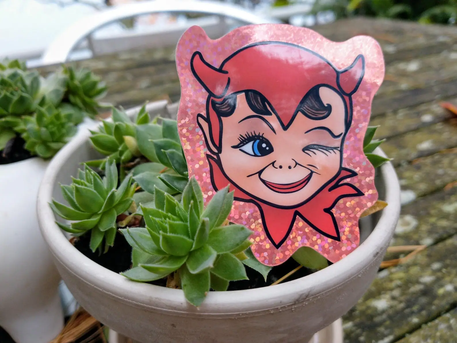 BoyPilot Goods - Wholesale Sticker - Cute Devil Sticker - Vintage Demon Red Glitter Decal2
