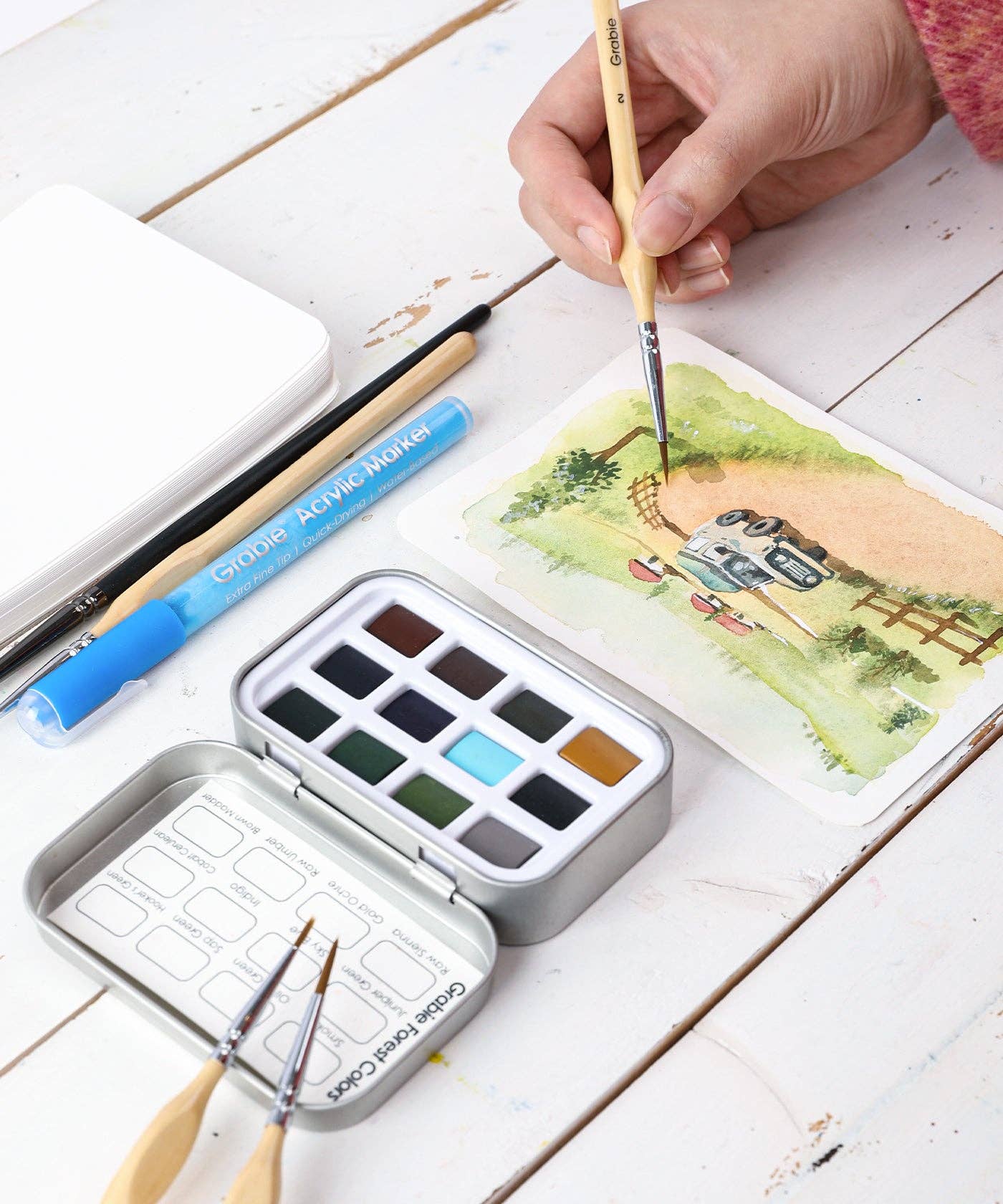 Grabie - Wholesale Watercolor Paint - Watercolor Pocket Set of 12 - Forest Colors3