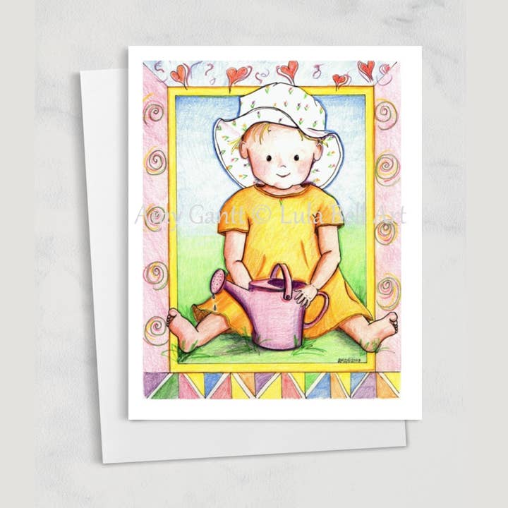 Baby - Baby in the Garden Greeting Card for wholesale by Lula Bell Cards and Gifts