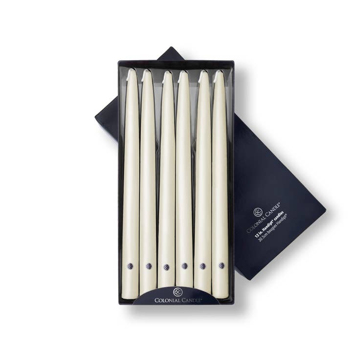 Ivory Unscented Handipt Taper Colonial Candle, 12 inch for wholesale by MVP Group International INC