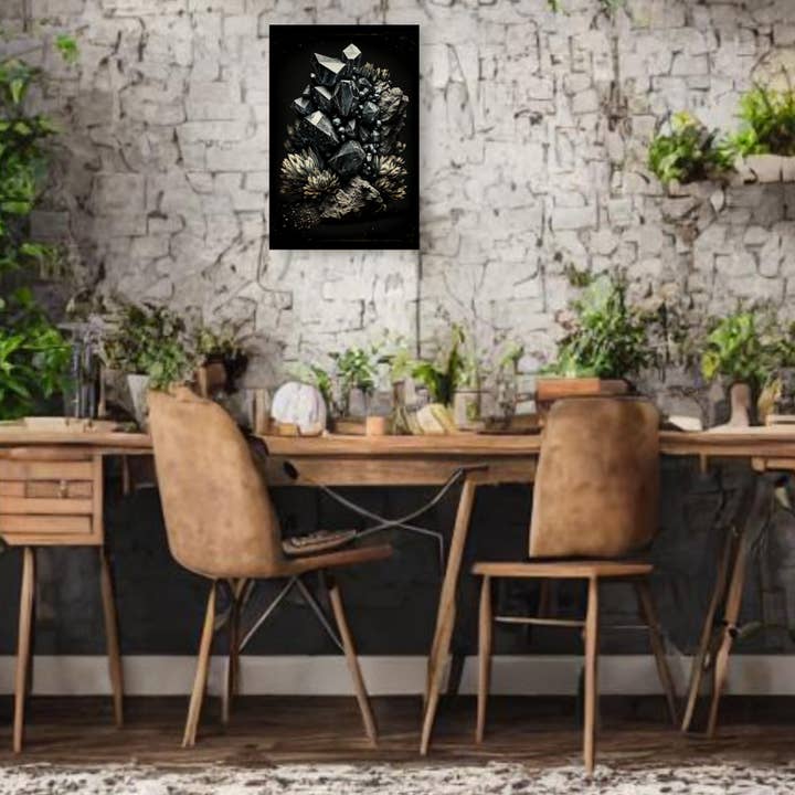 Dark Hematite Canvas Print - Crystal Art for Home or Office - Apothecary Decor for wholesale by Print Pothecary
