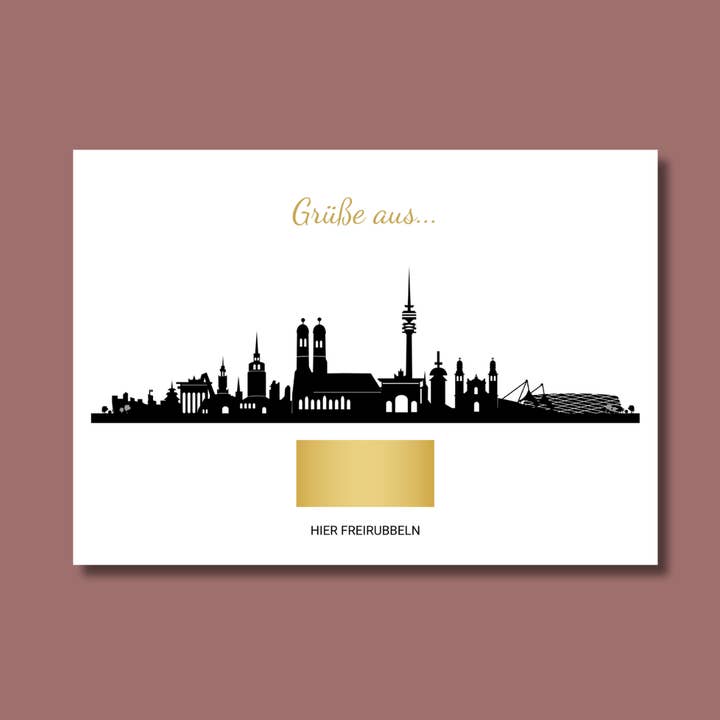 Rubbelkarte München Postkarte mit Grüßen zum Freirubbeln für den Großhandel von FreelingVenture