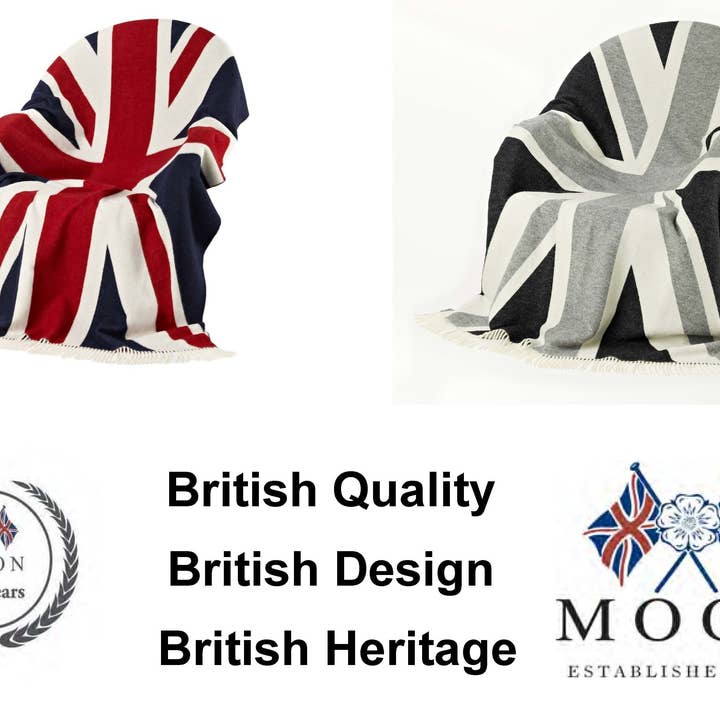 Bronte Moon - Venta al por mayor Mantas de sofá - Manta de lana de cordero Union Jack Merino, fabricada en Inglaterra4