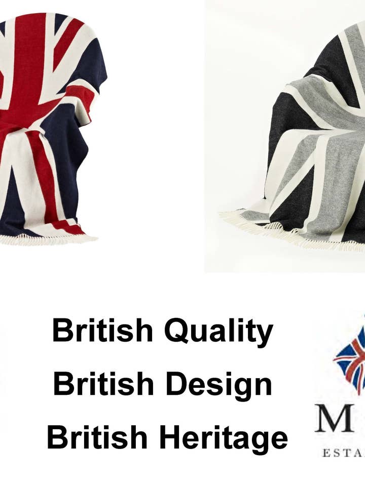 Union Jack Merino Lambswool Throw Blanket - Made in England for wholesale by Bronte Moon