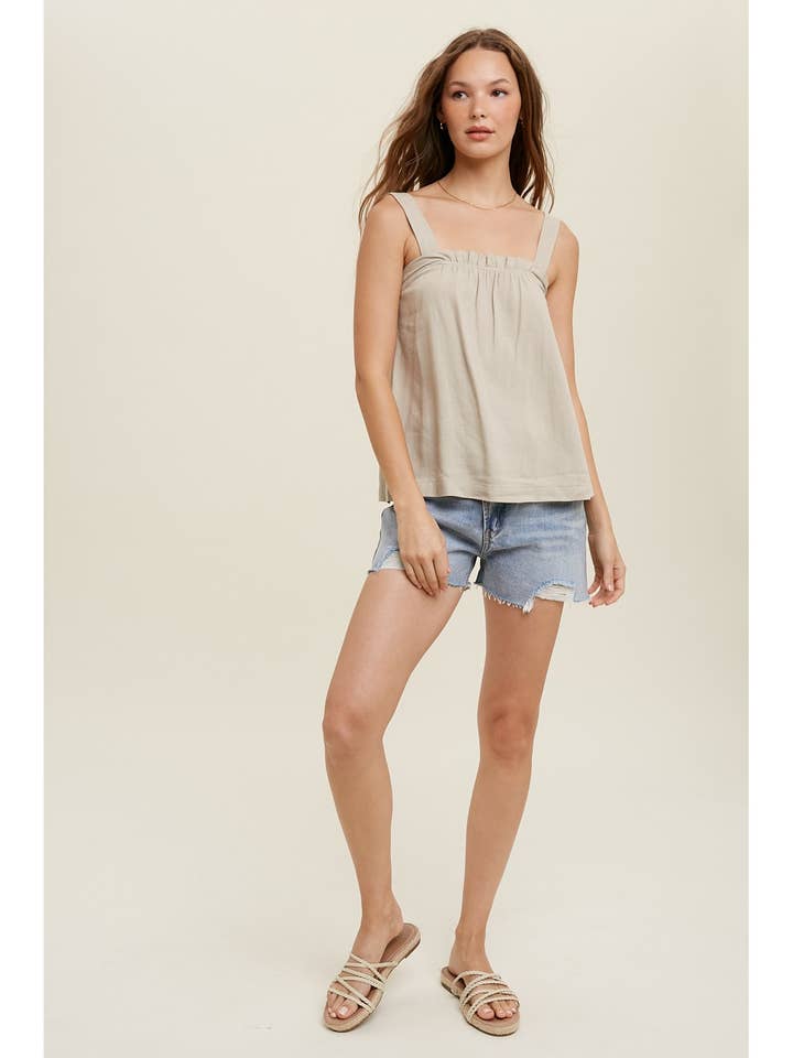 Wishlist Apparel - Wholesale Camisole - Women's - SQUARE NECK CAMI WITH RUFFLE DETAIL / WL22-71435