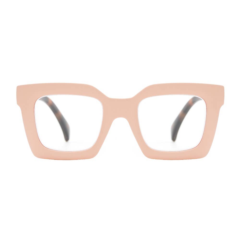 Ryan Simkhai Eyeshop – wholesale Eyeglasses – Unisex – FIONA | Matte Peach | Tortoise Temples | Blue Light1