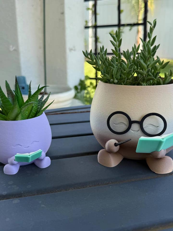 Cute Reading Planters Bookshelf Decor for wholesale by Create Fantasy Crafts