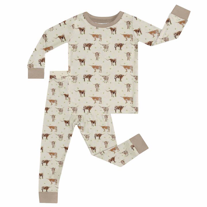 Goosies - Wholesale Sleepwear Set - Kids - Longhorn Cows - LS/Pants Toddler Pajamas