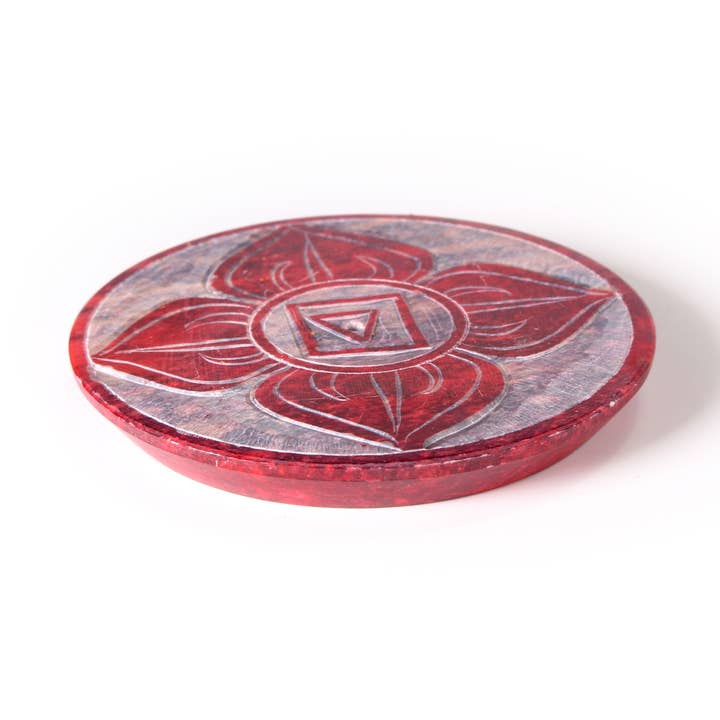 Incense Burner - Soapstone Plate Root Chakra Muladhara 3" for wholesale by Prabhuji's Gifts
