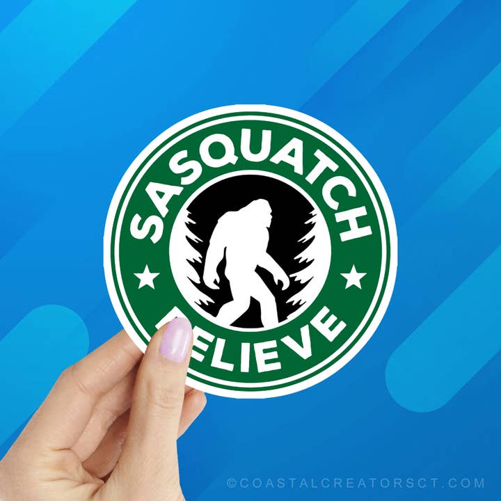 Bigfoot Sasquatch Believe 3" Round Diecut Laptop Sticker for wholesale by Coastal Creators of Connecticut