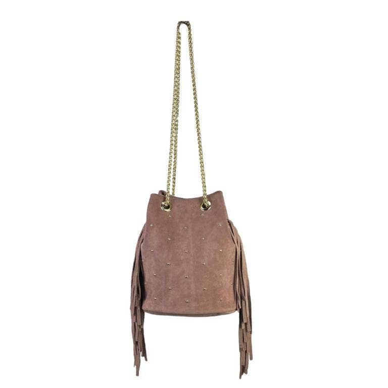 Chenson & Gorett - Wholesale Shoulder Bag - Women's - Women's Leather Bag with Side Fringe and Studs. Sales13