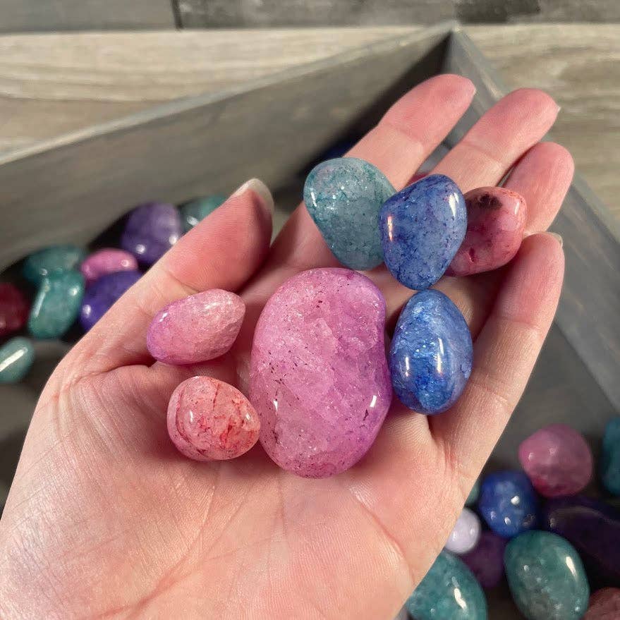 Keystone Crystals - Wholesale Spiritual Stone/Crystal - Assorted Color Crackle Quartz Tumbled Stones – 1 Kilo Bulk4