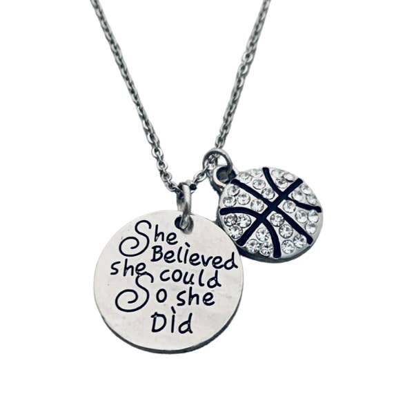 Basketball She Believed She Could So She Did Necklace for wholesale by Sportybella