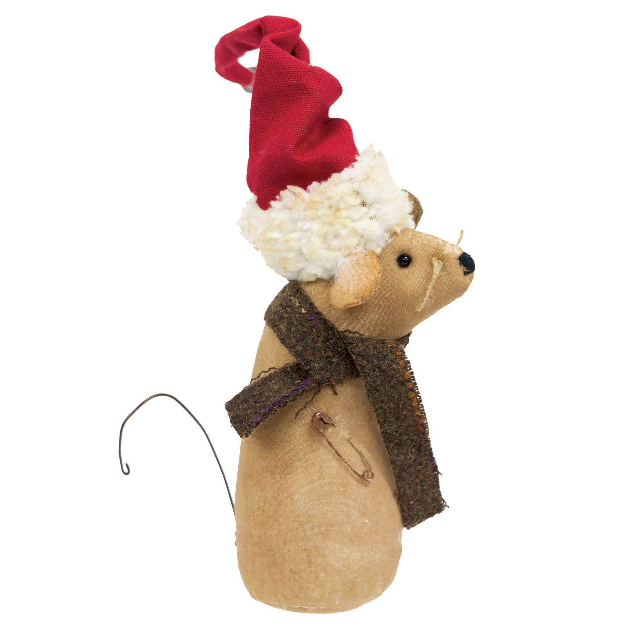 The Hearthside Collection – Großhandel Tischdeko – Gefüllte primitive Maus mit Weihnachtsmütze1