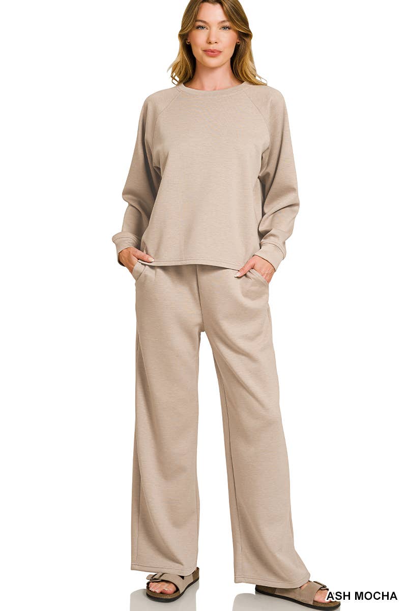 42POPS - Wholesale Lounge Set - Women's - ..1028 Scuba Crewneck Pullover & Pants 2 Piece Set SI-284125