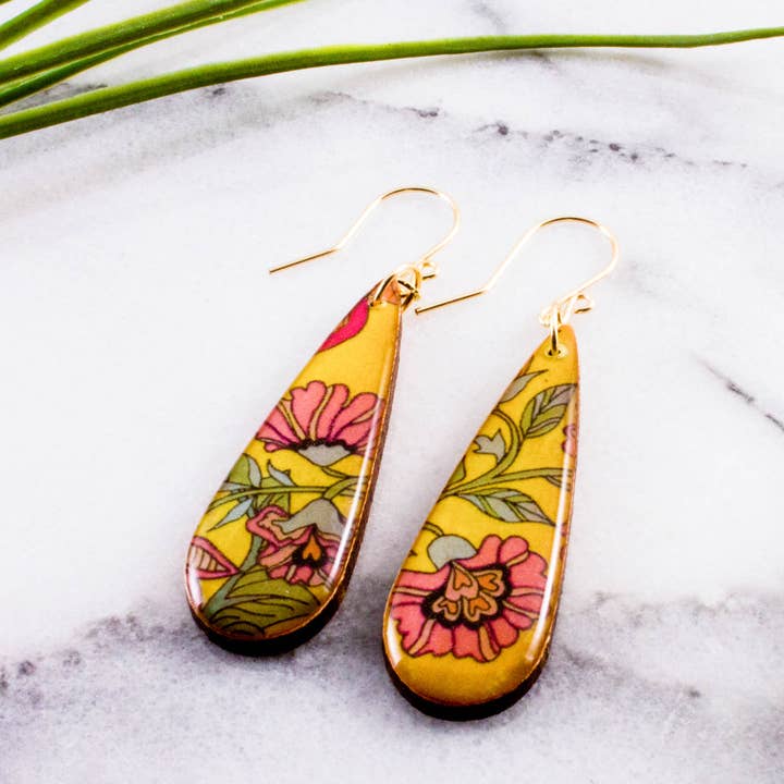 No Man's Land - Wholesale Dangle Earrings - Yellow Nouveau Teardrop Earrings1