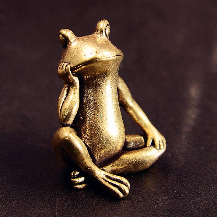 Brass Frog Figurine with Creative Thinking Miniature Model for wholesale by Gemcohub