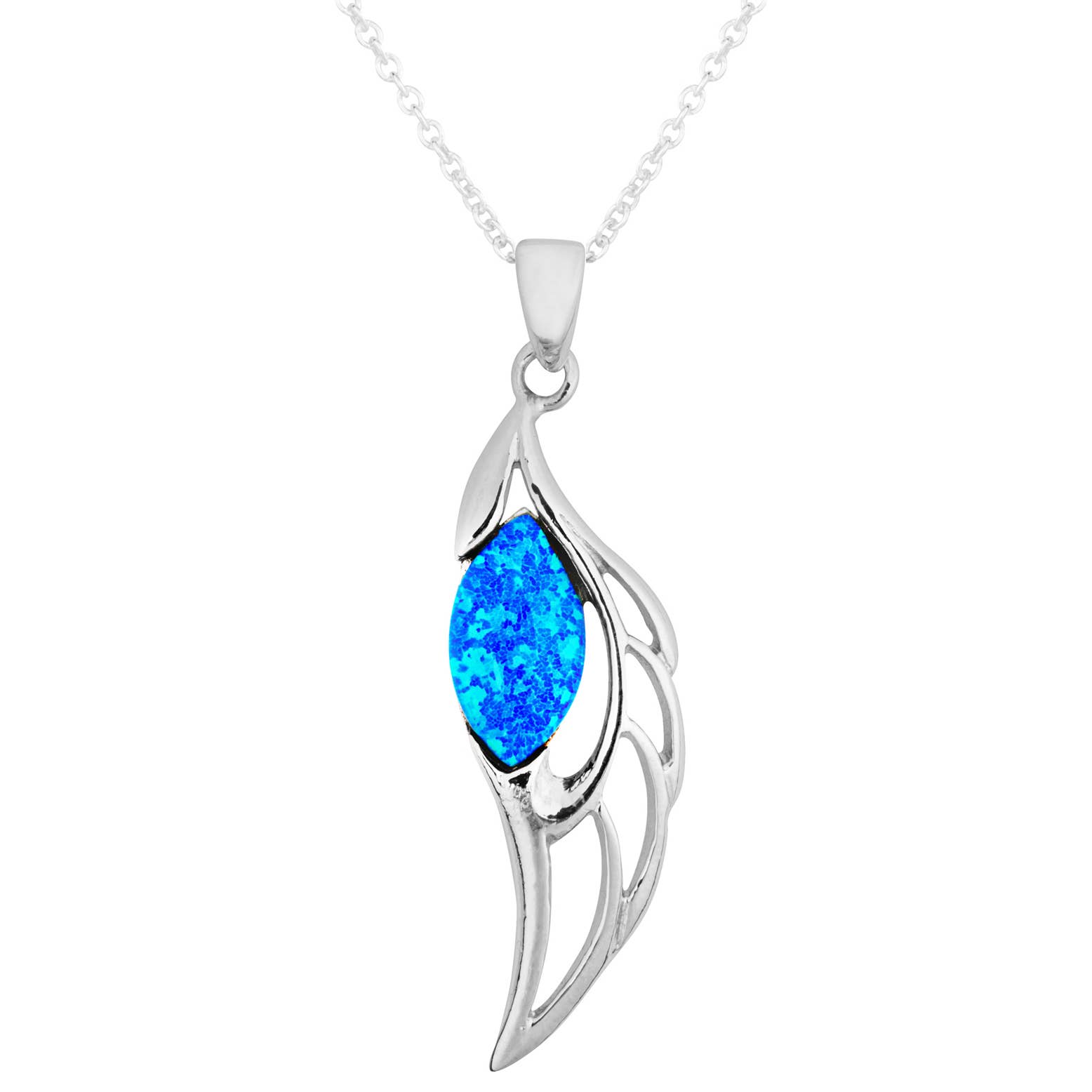 Silver Jewellery Cavern Wholesale – Pendente/pingente individual por atacado – Asa de Anjo de Opala Azul (EUA-DDP)0