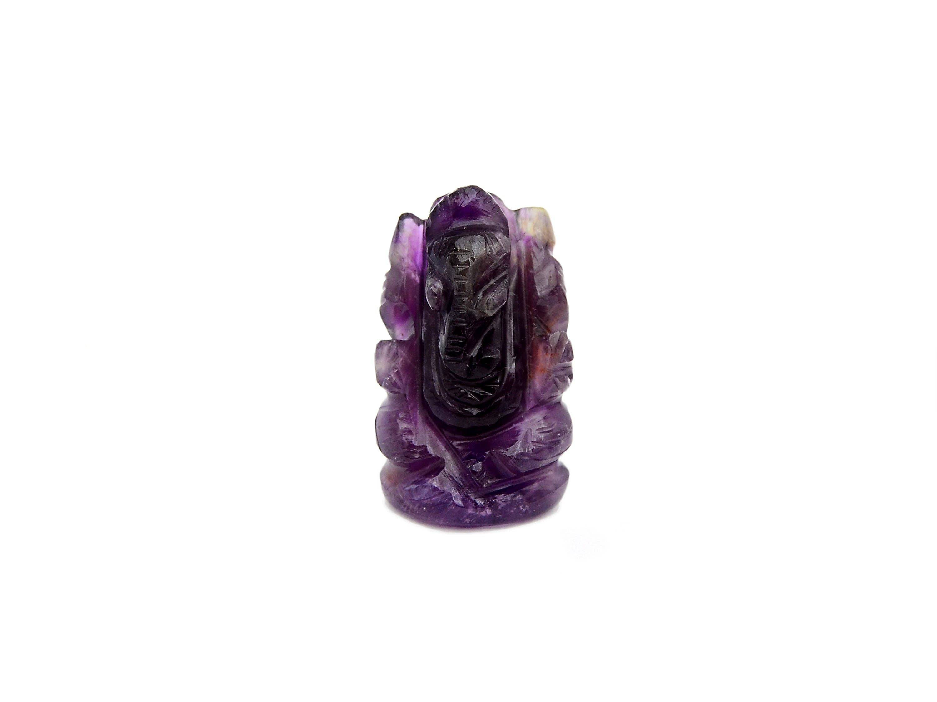 Kaia & Crystals - Wholesale Spiritual Stone/Crystal - Mini Amethyst Ganesha Sculpture (35mm) - Hand Carved Crystal1