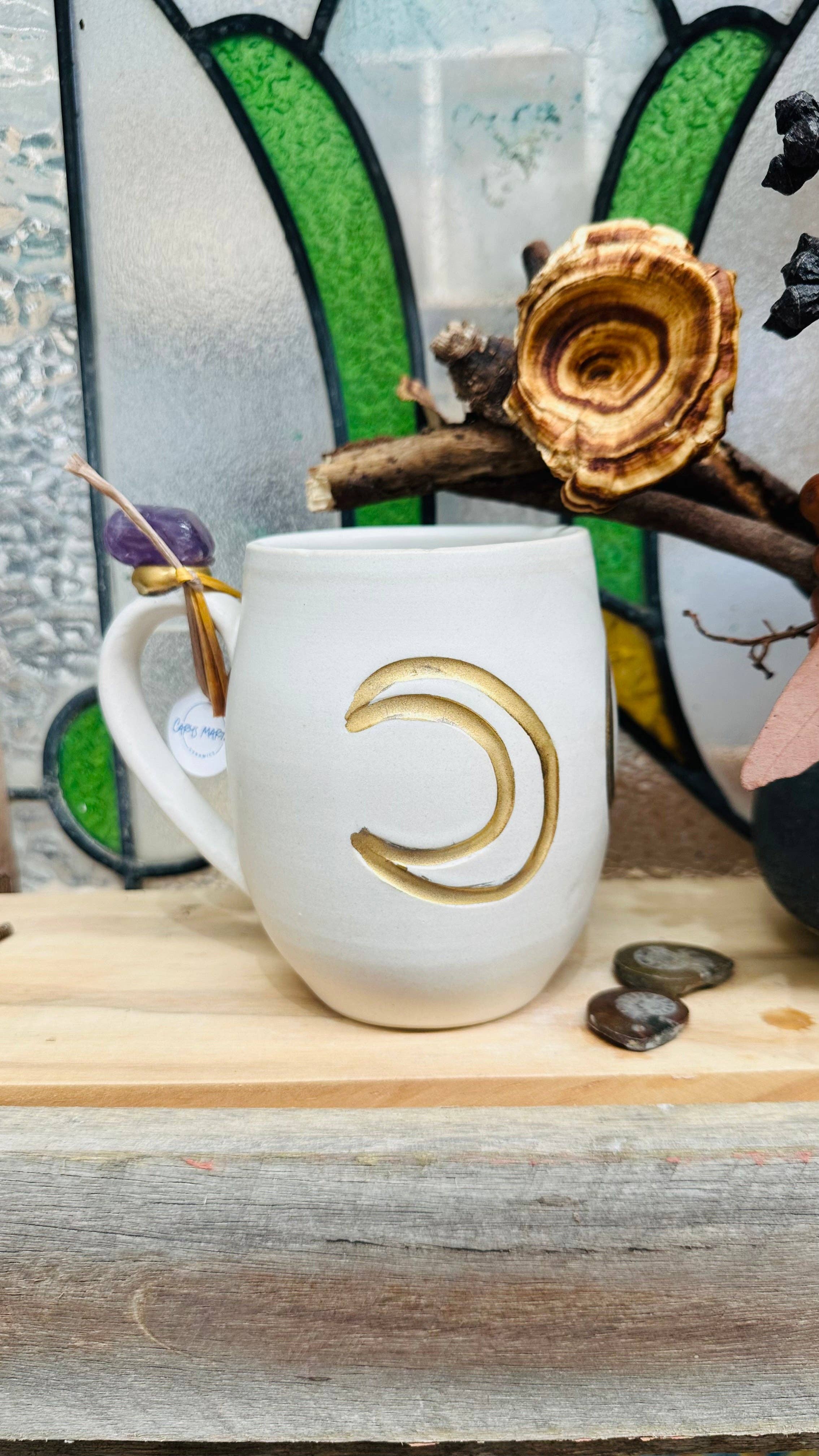Carys Martin Ceramics - Wholesale Coffee Mug - Amethyst Sun and Moon Crystal Mug1