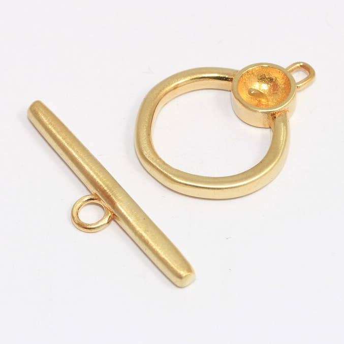 18x20mm Raw Brass Toggle Clasp, Ring T Bar Fastener, MTE991- for wholesale by QueenJewelryM