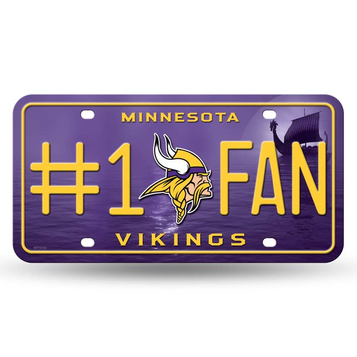 Rico Industries - Wholesale Car Decorative Charm - Unisex - NFL Football Minnesota Vikings #1 Fan Metal Auto Tag