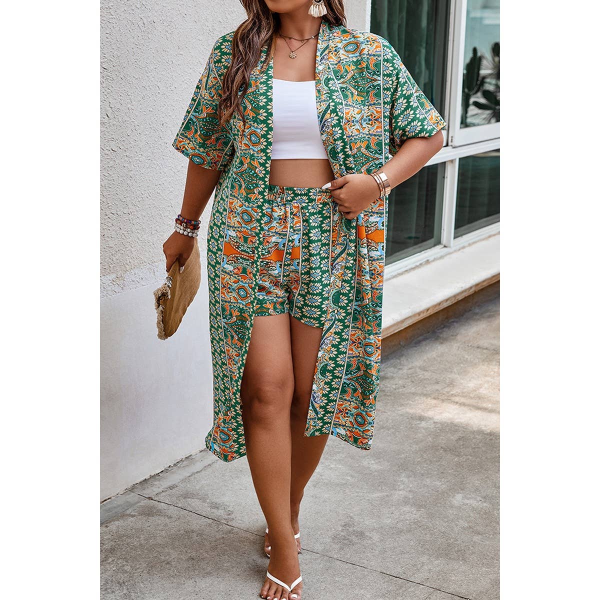 Supreme Fashion – wholesale Top & short set (NOT loungewear) – Women’s – Plus Size Two Pieces Printed Elastic Waist Sets1