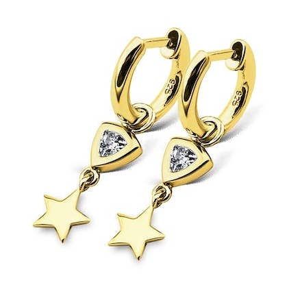 Jwls4u Oorbellen Oorbellen Trillion Ster Verguld JE017G voor wholesale door jwls4u