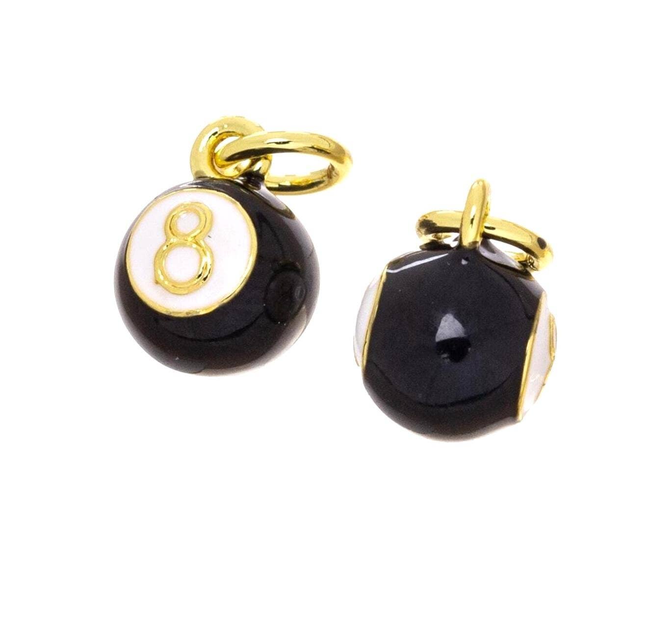 Jewel Pledge - Wholesale Individual Charm/Pendant - Number 8 Billiard Ball Necklace Charm, Good Luck CPG25091