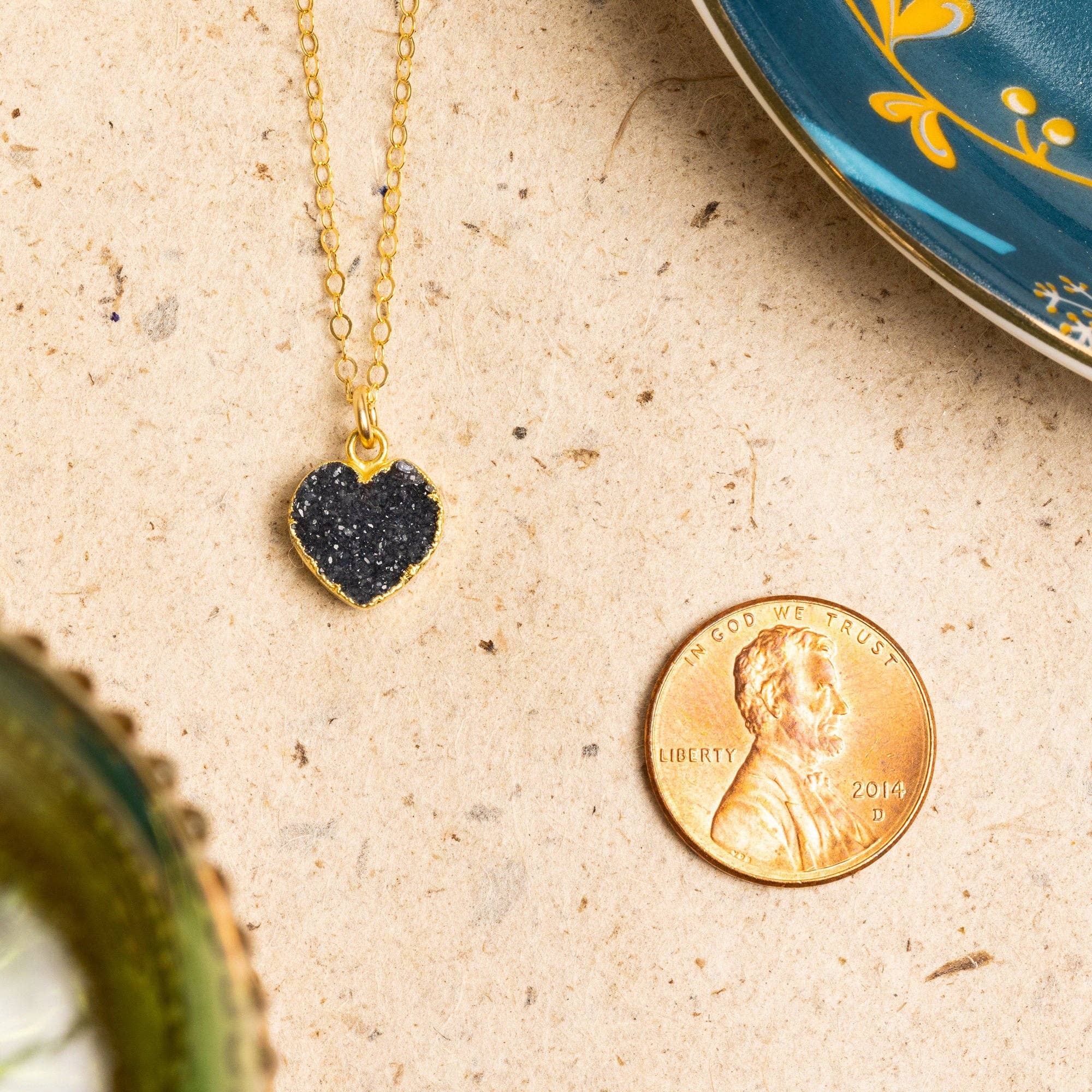Soul & Little Rose - Wholesale Pendant/Charm Necklace - Black Druzy Mini Heart Pendant Necklace4