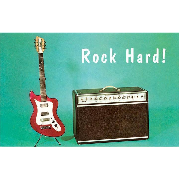 Greeting Card NP-319 Rock Hard! Electric Guitar and Amplifie for wholesale by Found Image Press