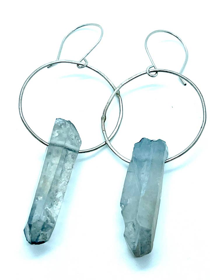 PENDIENTES JESSICA CRISTALES AZULES para venta al por mayor de Union Studio Metals