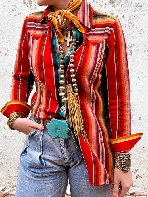 Taylor Top - Red Serape for wholesale by Silverado Apparel