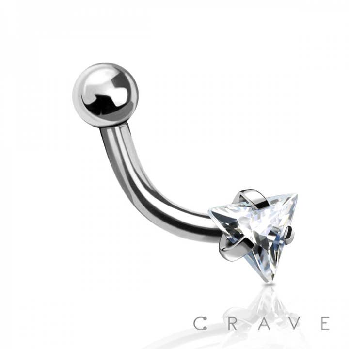 CRAVE BODY JEWELRY - Venta al por mayor Cadena para cara/cuerpo - 316L SS TRIÁNGULO CZ PUNTA CEJA ANILLO BARRA CURVA