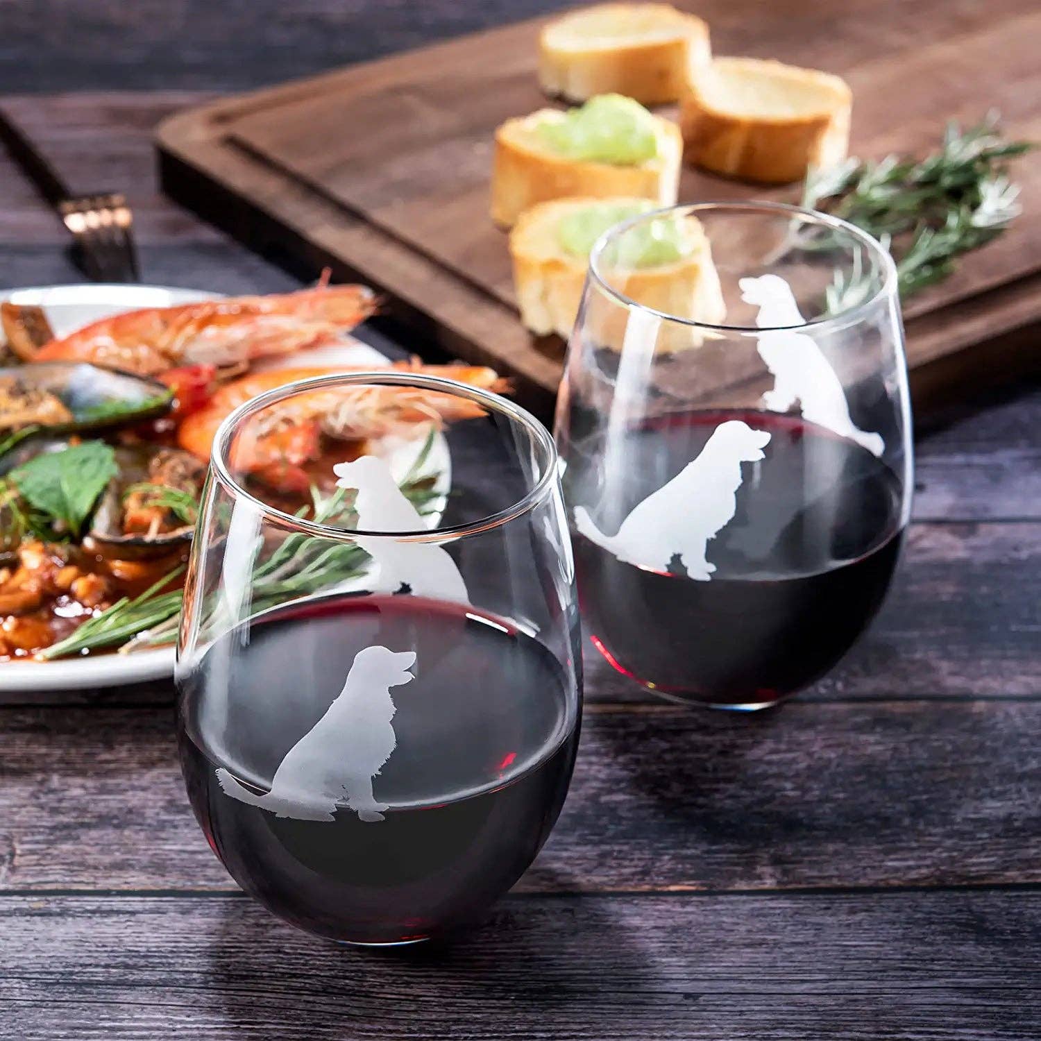 The Wine Savant /  Khen Glassware - Wholesale Wine Glass - Golden Retriever Stemless Wine Glasses Set of 24