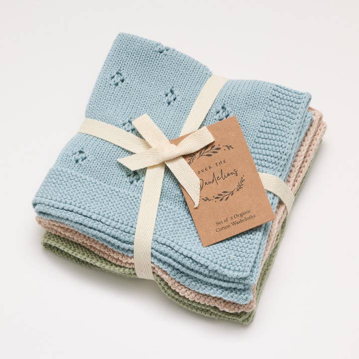 Over the Dandelions – wholesale Wash cloth – Child & baby – Organic Cotton Wash Cloth Set Sky Blue0