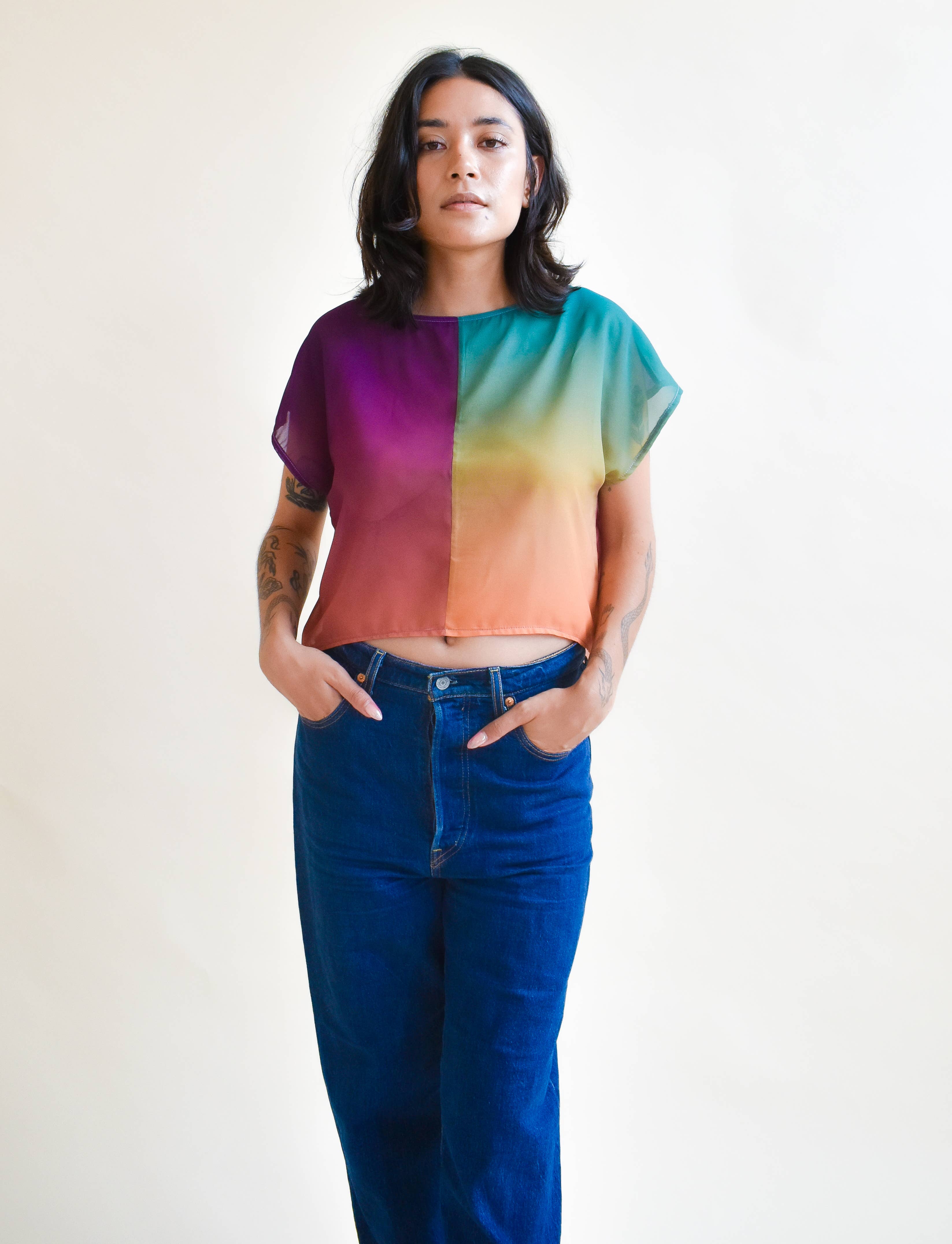 Altar - Wholesale Blouse - Women's - OOAK Fox Crop in Sunset3