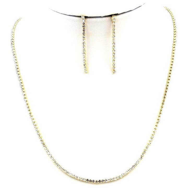 Basic Simple Single Lines Necklace Earrings Set for wholesale by Diacly