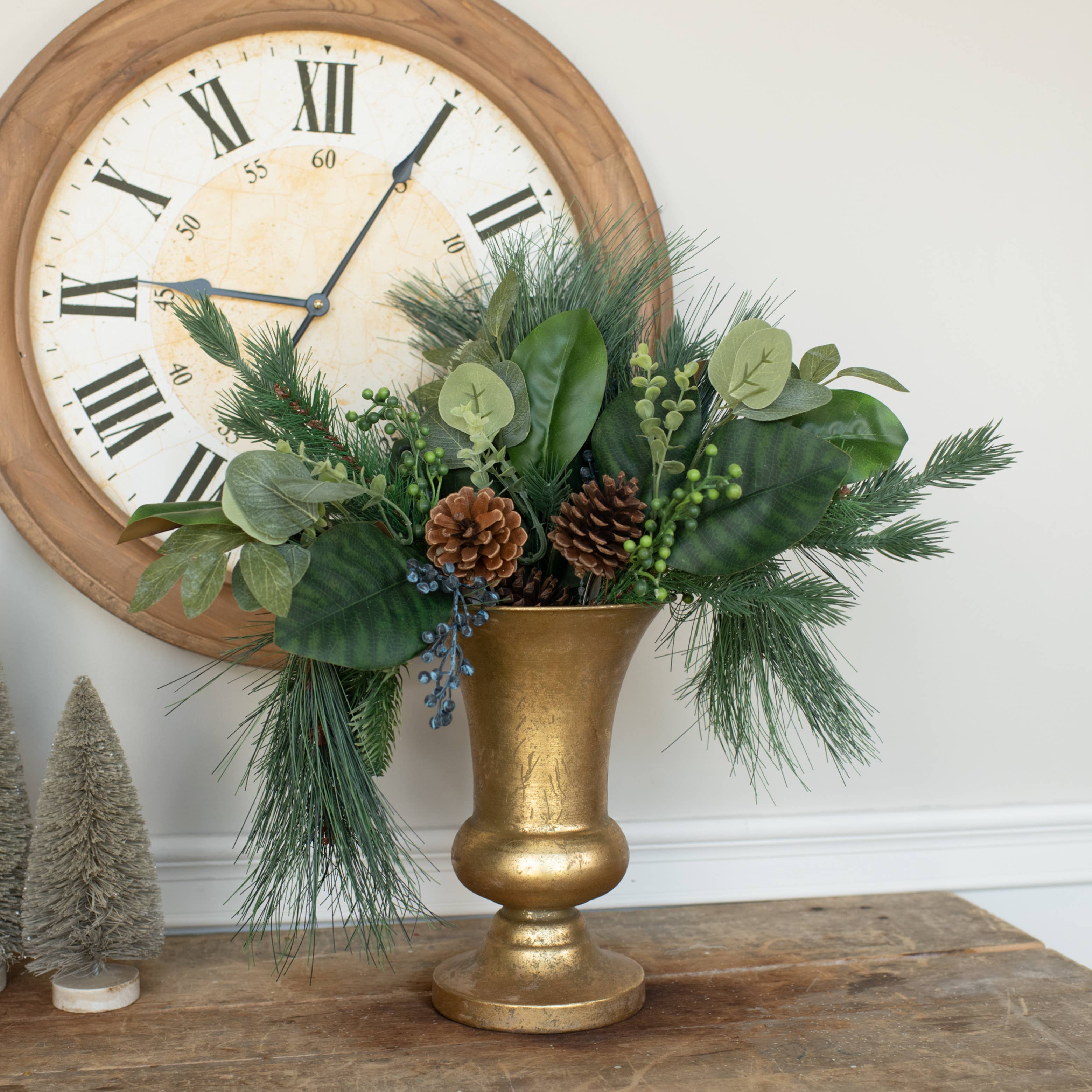 Ragon House - Vente Plantes artificielles - Pick de feuillage mixte de 17" avec baies et cônes2