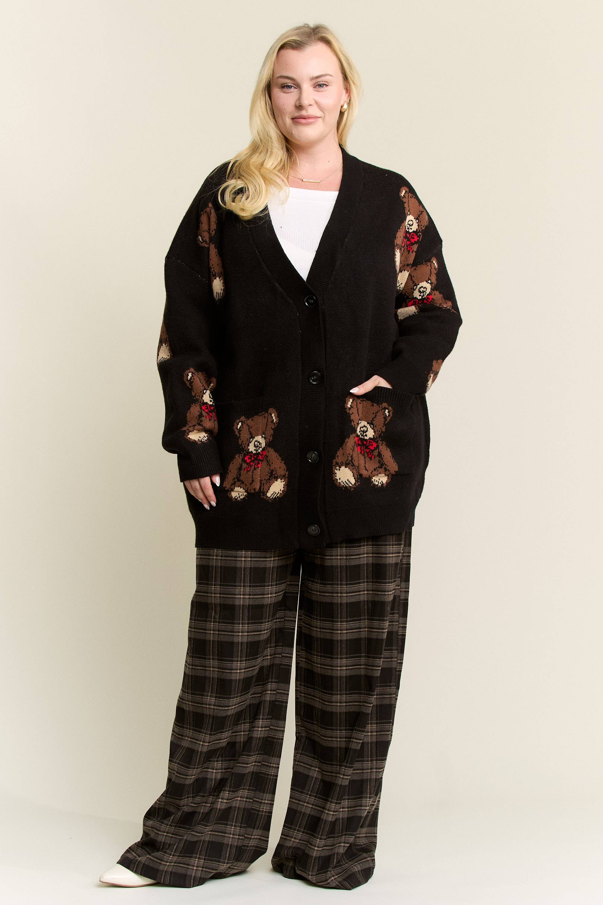 JADE BY JANE PLUS - Wholesale Cardigan - Women's - Beary Adorable Cardigan (Plus size)5