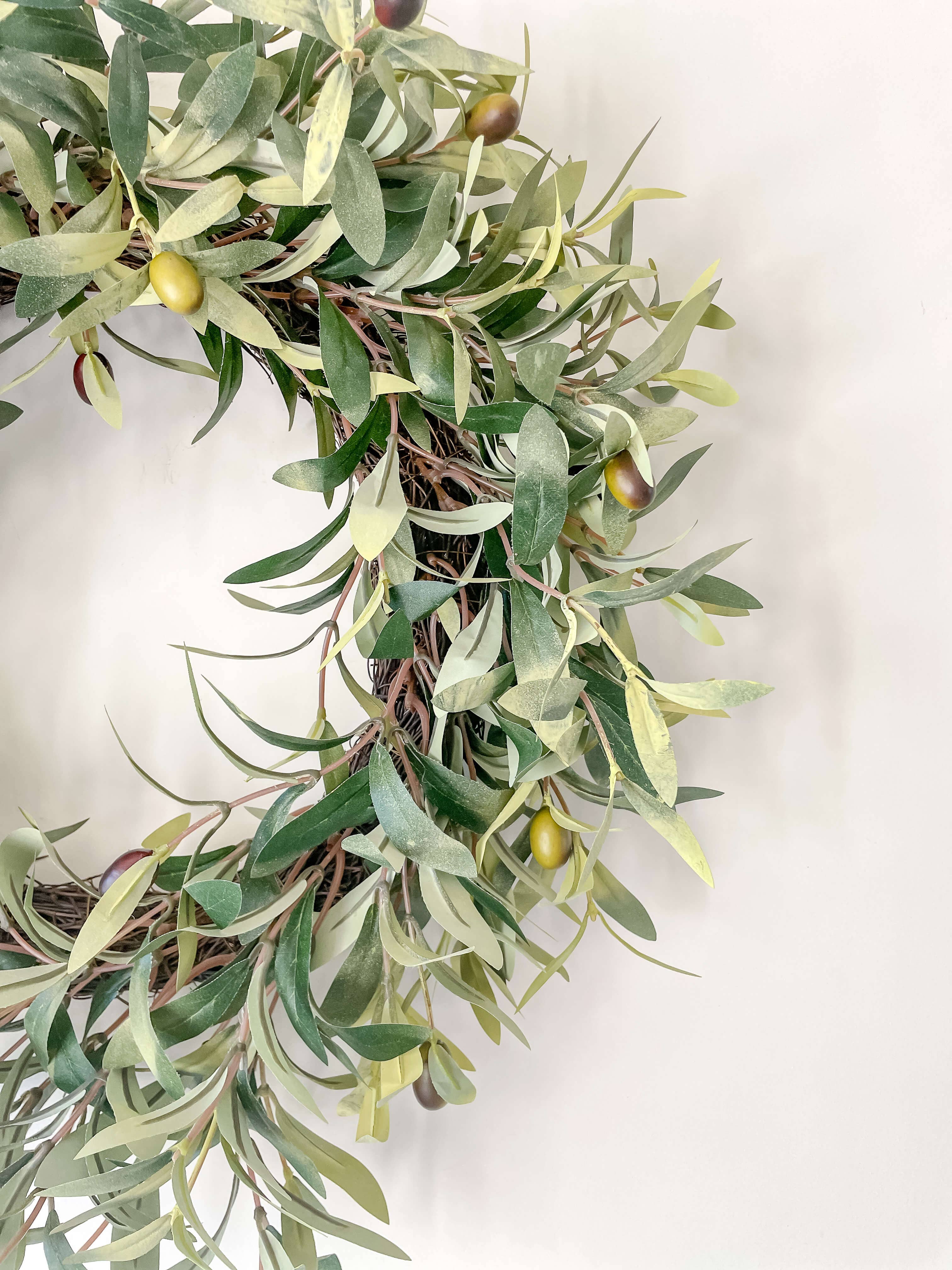 Hycroft Home Decor - Wholesale Wreath - Olive Branch Wreath 24" Faux Greenery2